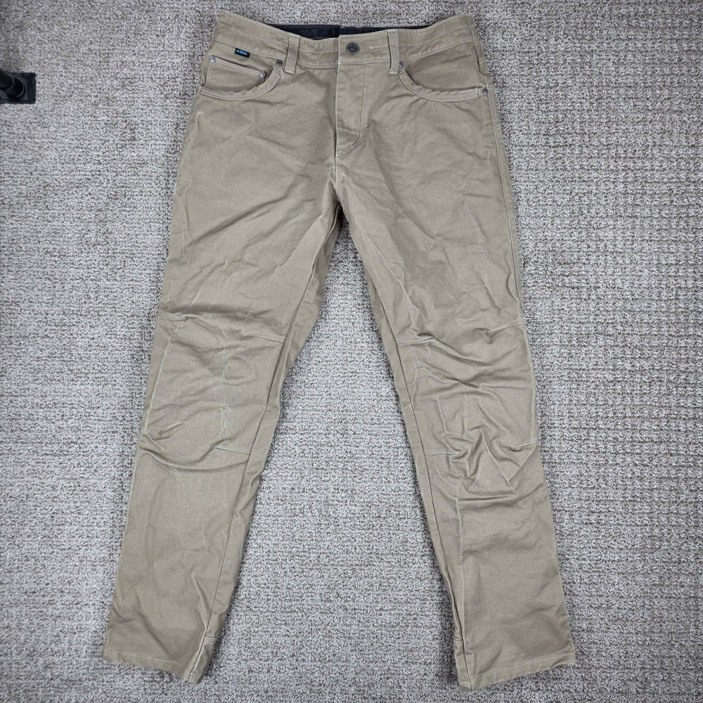 Kuhl Free Rydr Tapered Fit Pants Mens 33x32 Khaki Tan EuroTwill Stretch Cotton